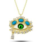 Gümüş Gold Gözyaşı Damlası Koruyucu Bakış Kolye SL12617