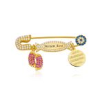 Gümüş Gold İsimli Bebek Yaka İğnesi SL4640