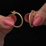Gümüş Gold Kalemli Halka Kadın Küpe SL6679