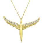Gümüş Gold Kanatlı Melek Bayan Kolye SL3870