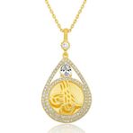 Gümüş Gold Kaplama Damla Tuğralı Kadın Kolye SL5638
