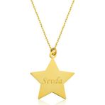 Gümüş Gold Kişiye Özel İsimli Yıldız Kolye SL2788