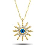 Gümüş Gold Koruyucu Göz Güneş Kadın Kolye SL12607