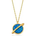 Gümüş Gold Opal Taşlı Gezegen Bayan Kolye SL4333