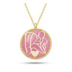 Gümüş Gold Pembe Sedef Taşlı Anne Çocuk Sevgisi Kolye