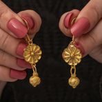 Gümüş Gold Sallantılı Trabzon Kazaz Kadın Küpe SL7283