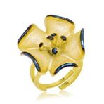 Gümüş Gold Sarı Çiçek Bayan Yüzük Sl2672