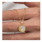 Gümüş Gold Sedef Taşlı Ay Yıldız Hilal Kadın Kolye SL9076