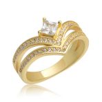 Gümüş Gold Tek Taş Kadın Yüzük Sl5202