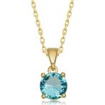 Gümüş Gold Turkuaz Kristal Yuvarlak Taşlı Kadın Kolye SL5104