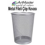 Gümüş Gri Çöp Kovası Paslanmaz Çelik Fileli 1 Adet Ofis Büro Okul Çöp Kovası Metal Delikli Kolay Kullanım
