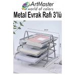 Gümüş Gri Metal Evrak Rafı 3 Lü 1 Paket Masaüstü A4 Dosya 3 Katlı Düzenleyici Kağıt Tepsisi Metal Fileli Hareketli