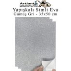 Gümüş Gri Yapışkanlı Simli Eva 35X50 Cm 3 Adet Simli Yapışkanlı Eva Süngeri Okul Kreş Anasınıfı Elişi Etkinlikleri Hobi