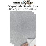 Gümüş Gri Yapışkanlı Simli Eva 35X50 Cm 3 Adet Simli Yapışkanlı Eva Süngeri Okul Kreş Anasınıfı Elişi Etkinlikleri Hobi