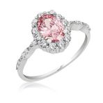 Gümüş Hane Pembe Oval Taşlı Kadın Gümüş Yüzük