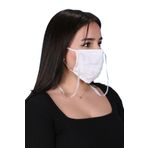 Gümüş İyonlu Boyundan Askılı Yıkanabilir Düz Renkli Maske Beyaz STANDART