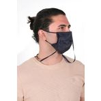 Gümüş İyonlu Boyundan Askılı Yıkanabilir Düz Renkli Maske Siyah STANDART