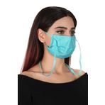 Gümüş İyonlu Boyundan Askılı Yıkanabilir Düz Renkli Maske Su Yeşili STANDART