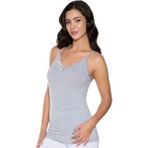 Gümüş Kadın Likralı Ince Dantelli Atlet - Gri - XL