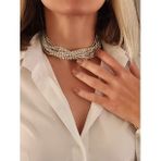 Gümüş Kaplama Taşlı Çoklu Görünümlü Choker Tasma Kolye