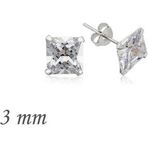 Gümüş Kare Tek Taş Zirkon Küpe - 3 mm SL2224