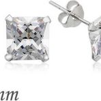 Gümüş Kare Tek Taş Zirkon Küpe - 4 mm SL2223