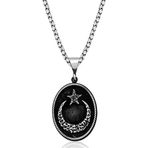 Gümüş Kelime-i Tevhid Yazılı Ay Yıldız Kolye SL4396