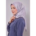 Gümüş Kenar Bordürlü Twill İpek Eşarp