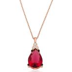 Gümüş Kırmızı Topaz Damla Kolye SL2055