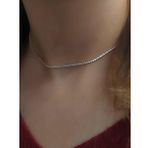 Gümüş kısa choker rose su yolu taşlı kolye ko9e67