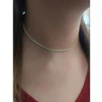 Gümüş kısa choker sarı altın su yolu taşlı kolye ko9e67