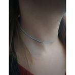Gümüş Kısa Choker Su Yolu Taşlı Kolye KO9E67 - Gri - Tek Ebat