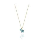 Gümüş Kolye - 0.20 Ct Firuze Taşlı Yıldız Şans Kolyesi - Hediyelik Pırlanta Montürü Has Taşlı Kolye