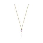 Gümüş Kolye - 0.50 Ct Pink (Pembe) Quartz Taşlı Gümüş Kolye - Hediyelik 925 Ayar Gümüş Kolye