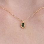 Gümüş Kolye - 0.50Ct Zümrüt(Yeşim Taşı)Minimal Tasarım 925 Ayar Gümüş Doğal Taşlı Kolye-Zümrüt Kolye