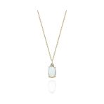 Gümüş Kolye - 1.50 Ct Opal Oval Pırlanta Montürü Taşlı Gümüş Kolye - Hediyelik 925 Ayar Gümüş Kolye