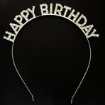 Gümüş Kristal Taşlı Happy Birthday Doğum Günü Tacı İthal Ürün A Kalite 17x16 cm (4604)