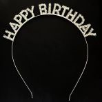 Gümüş Kristal Taşlı Happy Birthday Doğum Günü Tacı İthal Ürün A Kalite 17X16 Cm (5433)