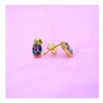 Gümüş Küpe - 1.10 Karat Mistik Topaz Oval Taşlı 925 Ayar Gümüş Küpe