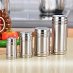 Gümüş L Paslanmaz Çelik Baharat Pot Stash Kavanoz Saklama Kutusu Kapaklı Kavanozlar Baharat Şişeleri ve Şişe-F-Kavanoz Kutuları Kapak Cam Bambu (Yurt Dışından) - Pepper Shakers - Renkli