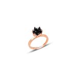 Gümüş Lotus çiçeği modeli onix renkli taşlı ayarlamalı yüzük