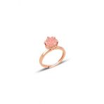 Gümüş Lotus çiçeği modeli pembe renkli taşlı ayarlamalı yüzük