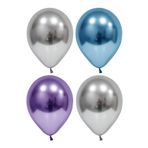 Gümüş-mavi-mor Krom Balon 30 Adet