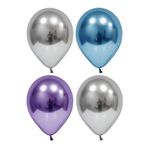 Gümüş-mavi-mor Krom Balon 50 Adet