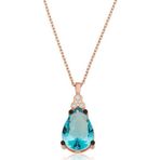Gümüş Mavi Topaz Damla Bayan Kolye SL5803