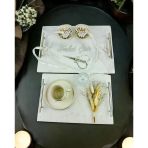 Gümüş Mermer Söz Tepsisi ve Damat Kahve Fincan Tepsisi BRONZ