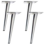 Gümüş Metal Demir Masa Ayakları - 4 adet Konik Komodin Ayakları, Sehpa, TV Sehpası, Kanepe için Kaymaz Kauçuk Taban, 72 cm/28,3 inç Eğimli Tasarım.
