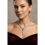 GÜMÜŞ METAL KRİSTAL DAMLA TAŞ KOLYE KÜPE SET
