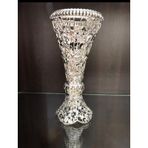 Gümüş Metal Kristal Taşlı Metal Vazo 30cm LKM070