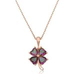 Gümüş Mistik Topaz Yonca Kolye SL1272